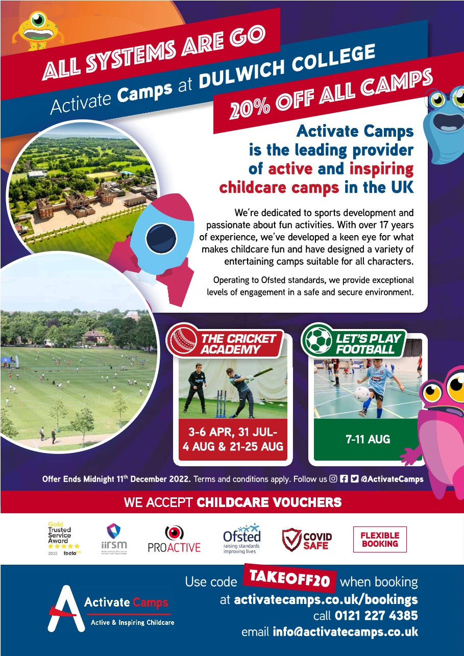 20% Off All Camps at Activate Camps - Dulwich College Sports Club